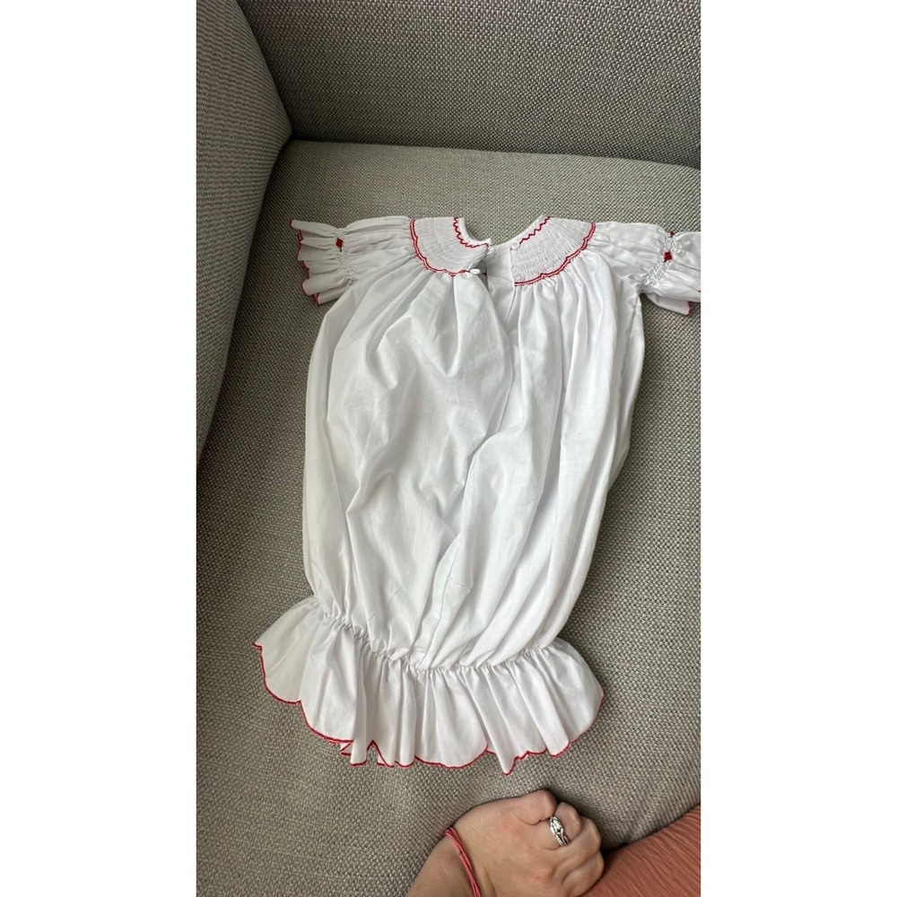Royal Child White Red Smocked Floral Bubble Romper 0-3 Months Vintage Style